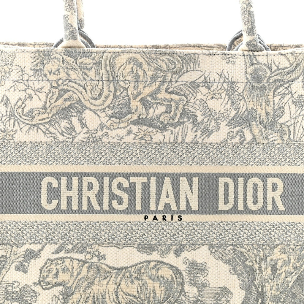 Canvas Embroidered Medium Dioriviera Toile De Jouy Book Tote Grey