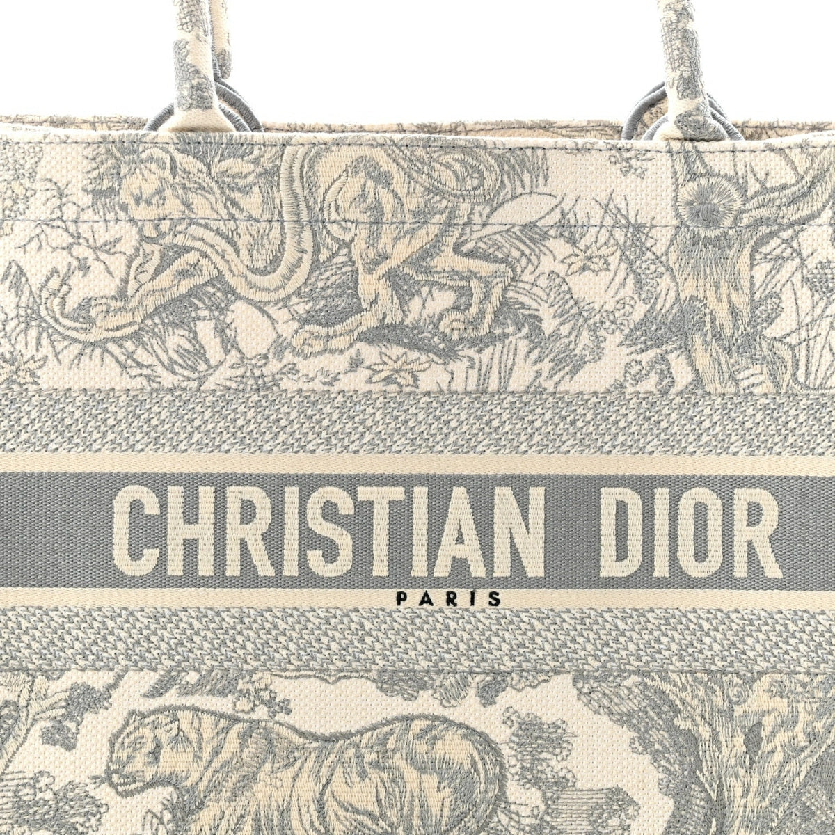 Canvas Embroidered Medium Dioriviera Toile De Jouy Book Tote Grey