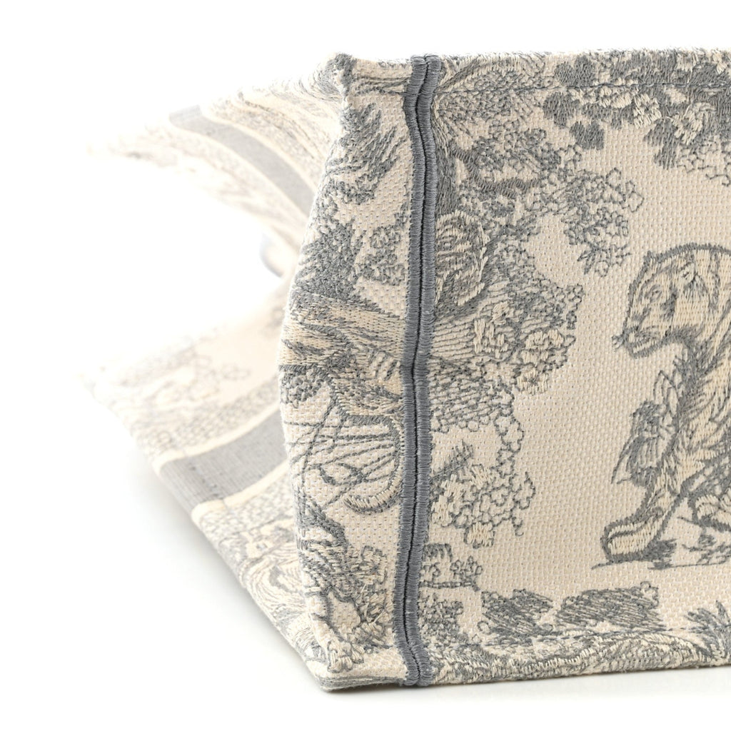 Canvas Embroidered Medium Dioriviera Toile De Jouy Book Tote Grey