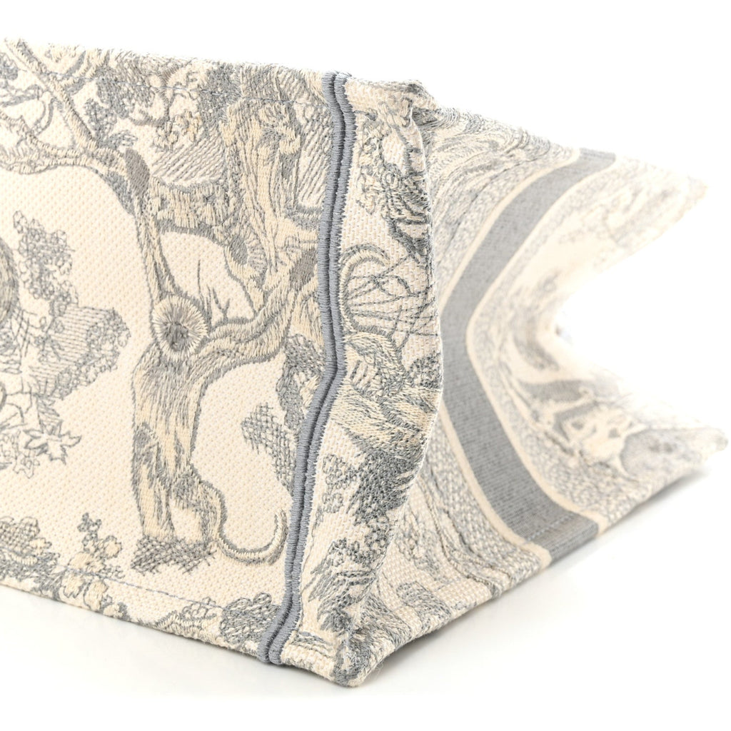 Canvas Embroidered Medium Dioriviera Toile De Jouy Book Tote Grey