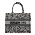 Canvas Embroidered Medium Plan De Paris Book Tote Grey Black