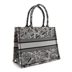 Canvas Embroidered Medium Plan De Paris Book Tote Grey Black
