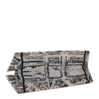Canvas Embroidered Medium Plan De Paris Book Tote Grey Black