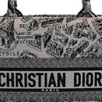 Canvas Embroidered Medium Plan De Paris Book Tote Grey Black