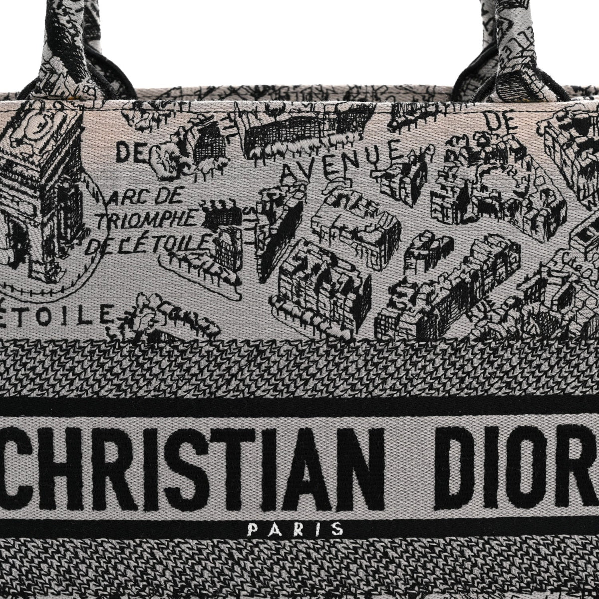 Canvas Embroidered Medium Plan De Paris Book Tote Grey Black