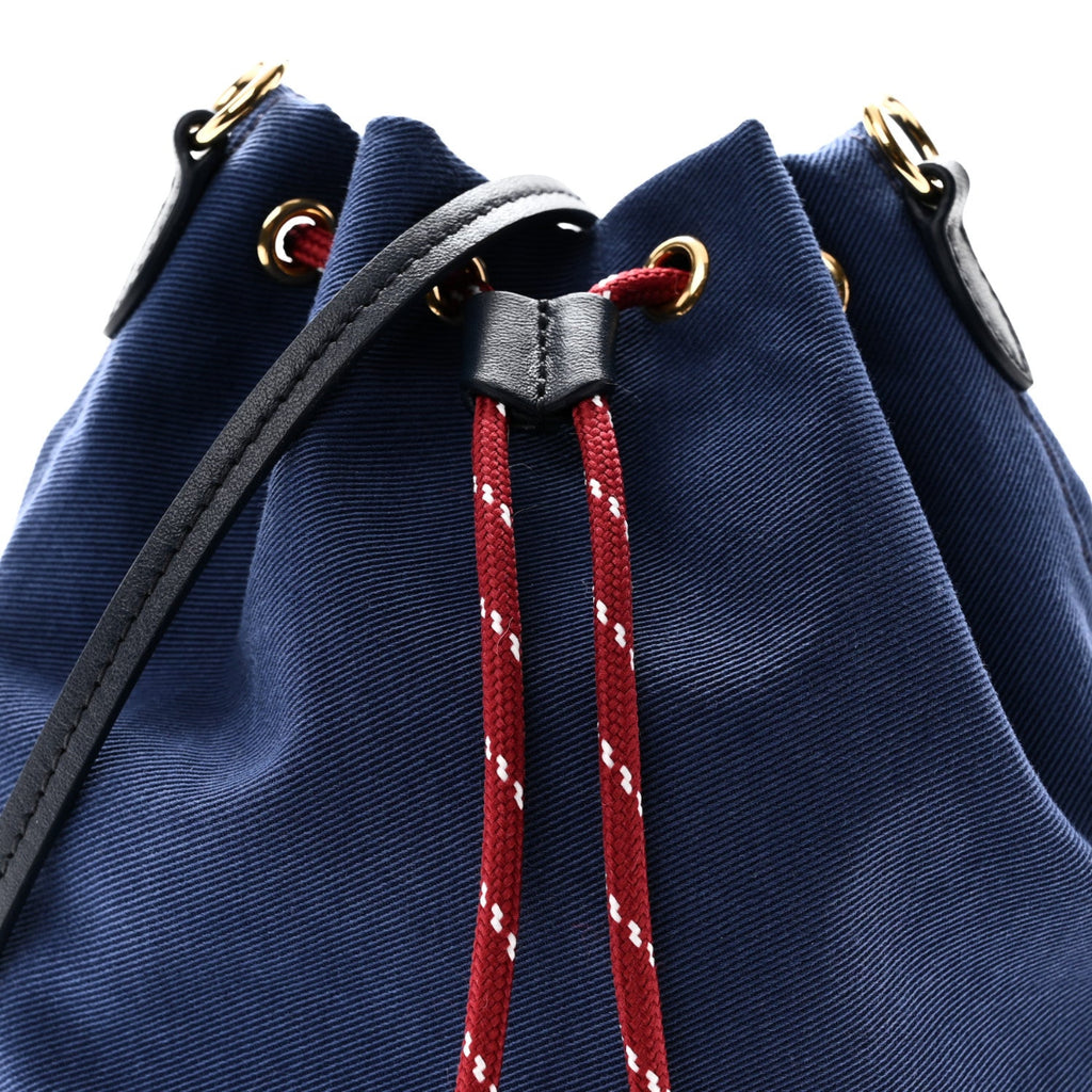 Canvas Gabardine Pouch Bucket Bag Indaco Amaranto