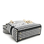 Canvas Houndstooth Embroidered Mini Lady D-Lite Black White