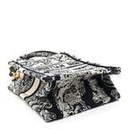 Canvas Toile de Jouy Reverse Embroidered Mini Book Tote Phone Bag Blue
