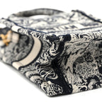 Canvas Toile de Jouy Reverse Embroidered Mini Book Tote Phone Bag Blue