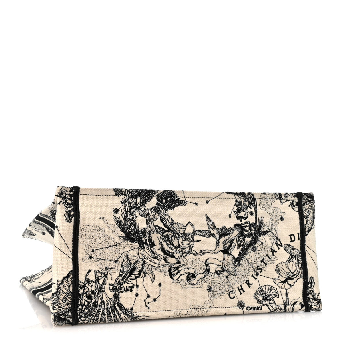 Canvas Zodiac Toile De Jouy Embroidered Large Book Tote Latte