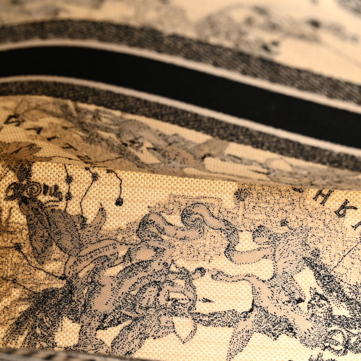 Canvas Zodiac Toile De Jouy Embroidered Large Book Tote Latte