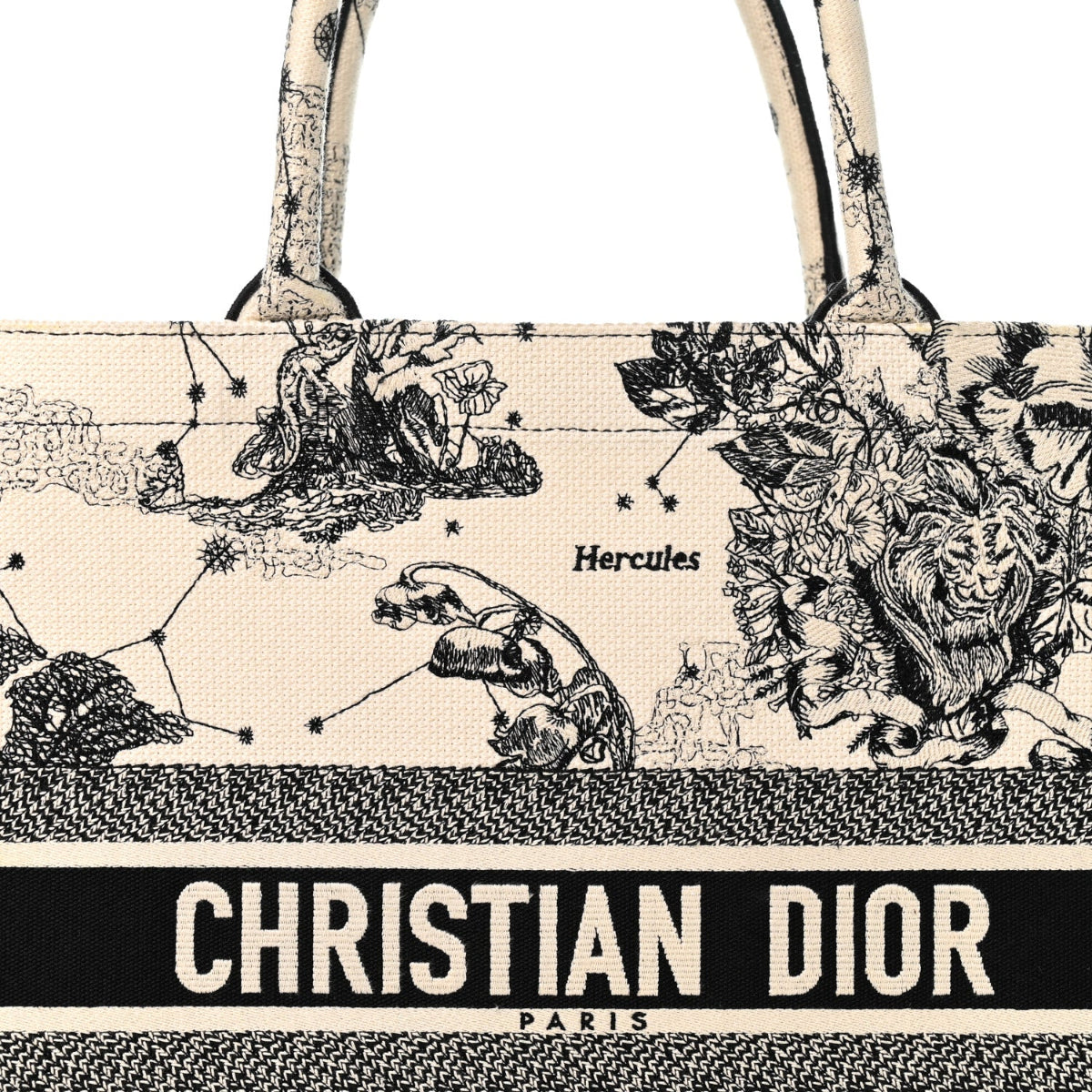 Canvas Zodiac Toile De Jouy Embroidered Large Book Tote Latte
