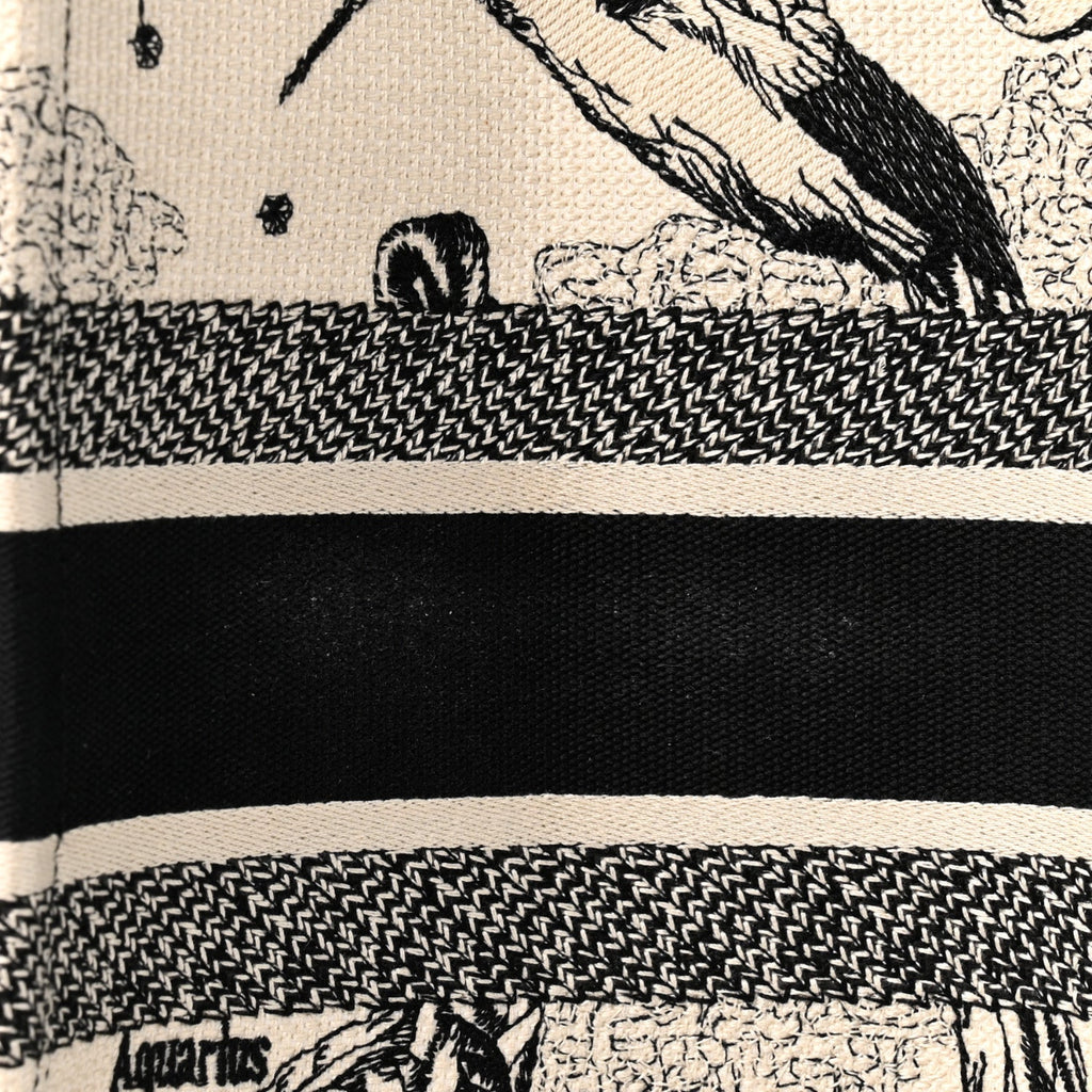 Canvas Zodiac Toile De Jouy Embroidered Large Book Tote Latte