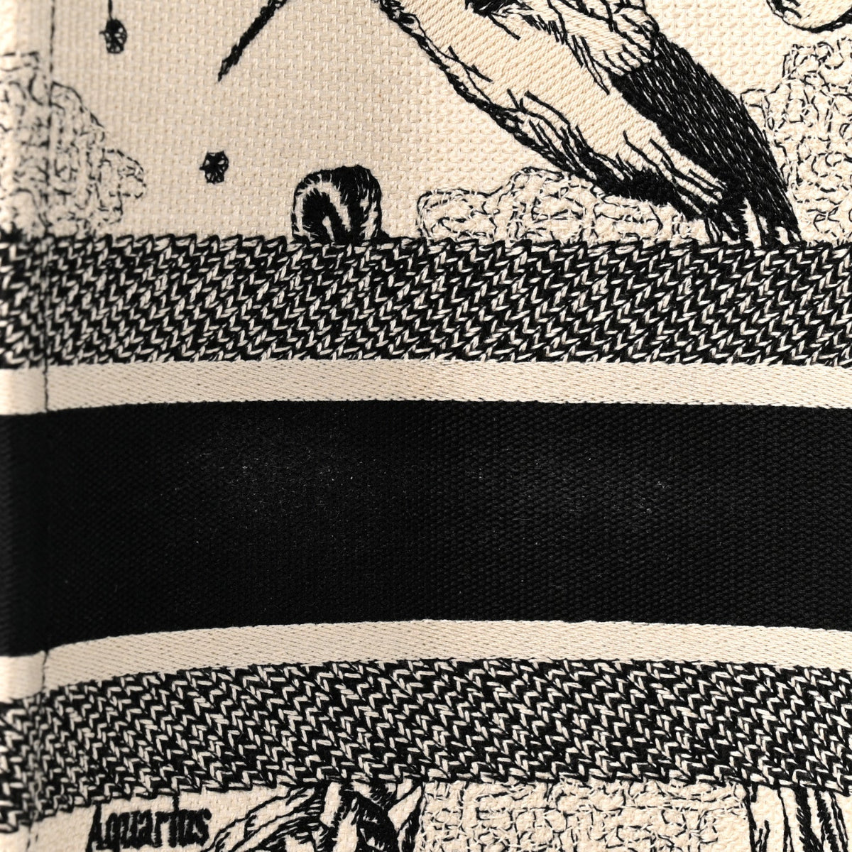 Canvas Zodiac Toile De Jouy Embroidered Large Book Tote Latte