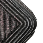 Caviar Chevron Quilted Boy Wallet On Chain WOC Black