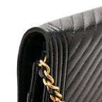 Caviar Chevron Quilted Boy Wallet On Chain WOC Black