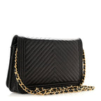 Caviar Chevron Quilted Boy Wallet On Chain WOC Black