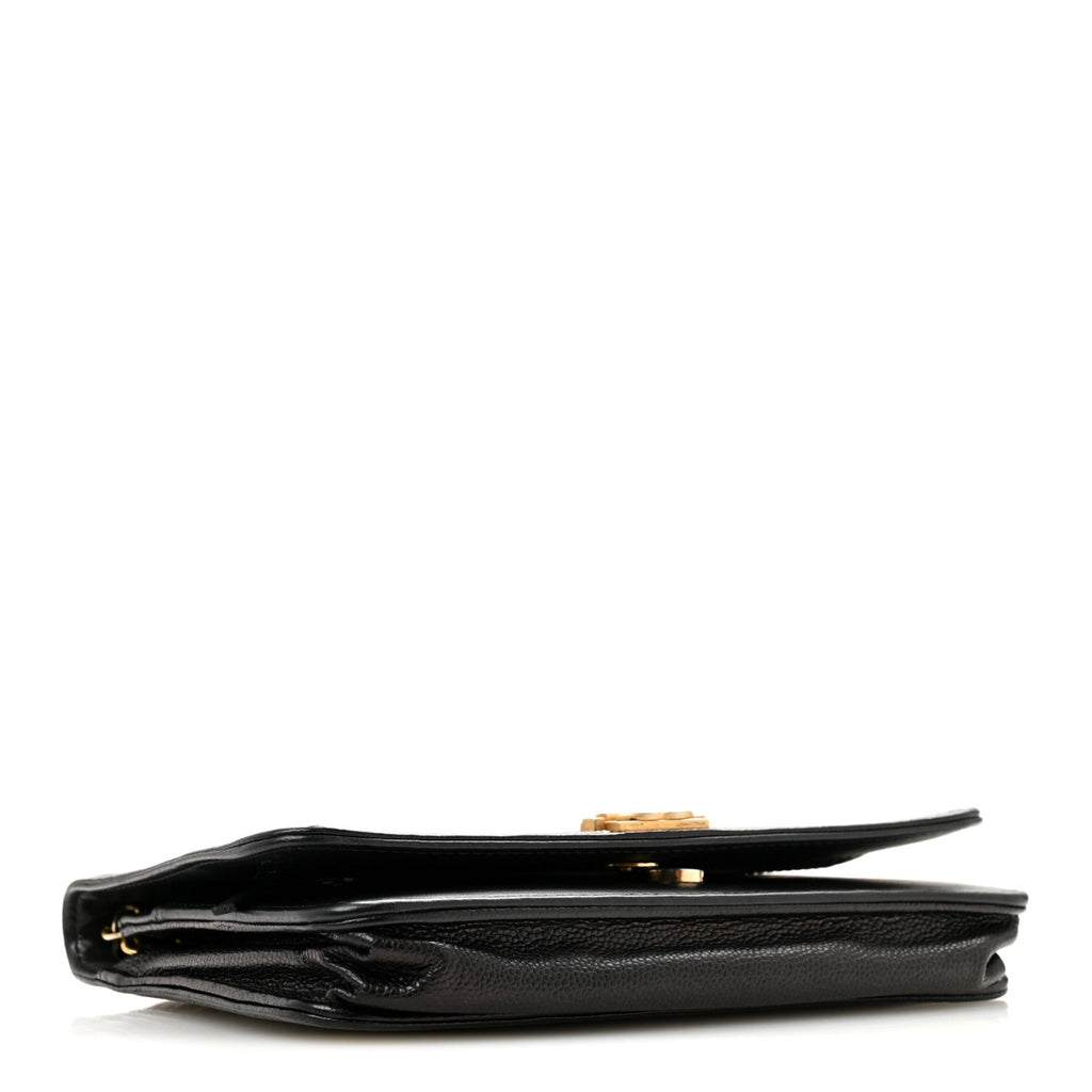 Caviar Chevron Quilted Boy Wallet On Chain WOC Black