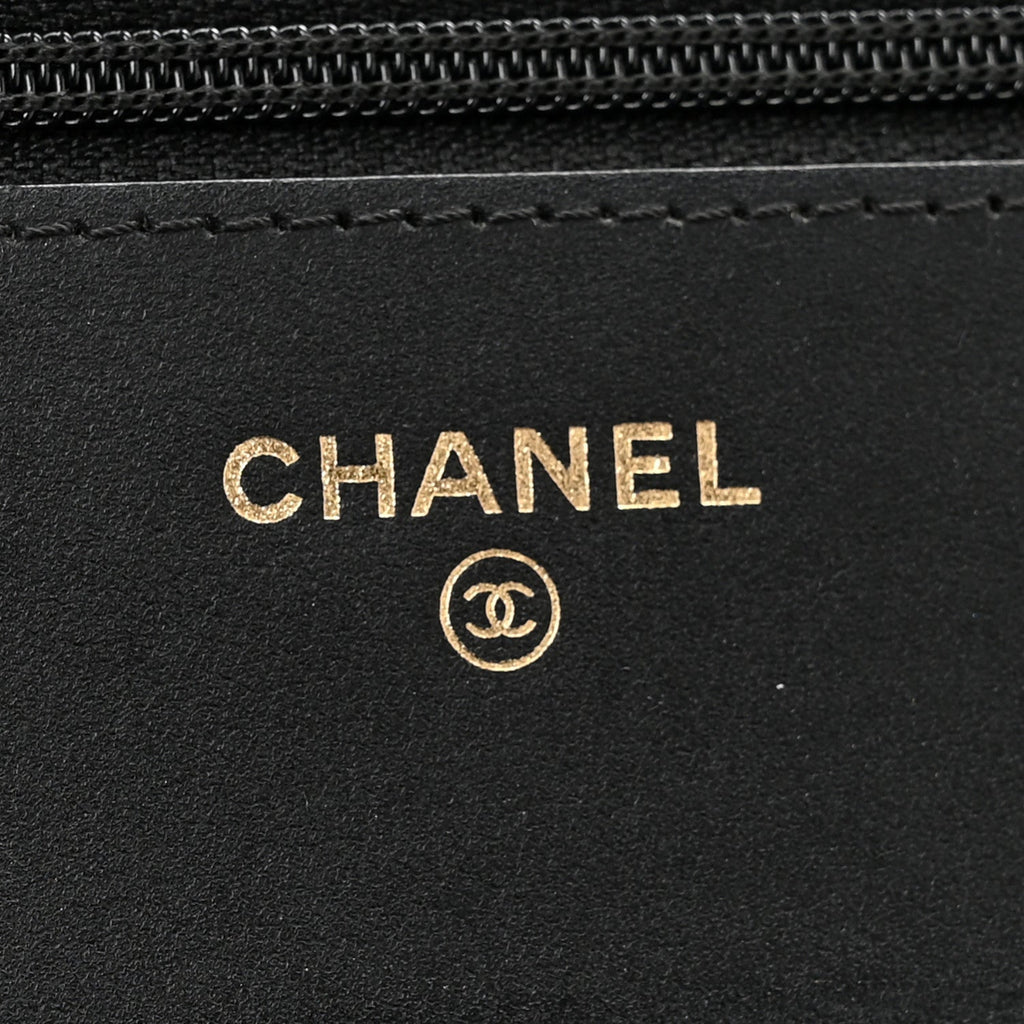Caviar Chevron Quilted Boy Wallet On Chain WOC Black