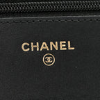 Caviar Chevron Quilted Boy Wallet On Chain WOC Black