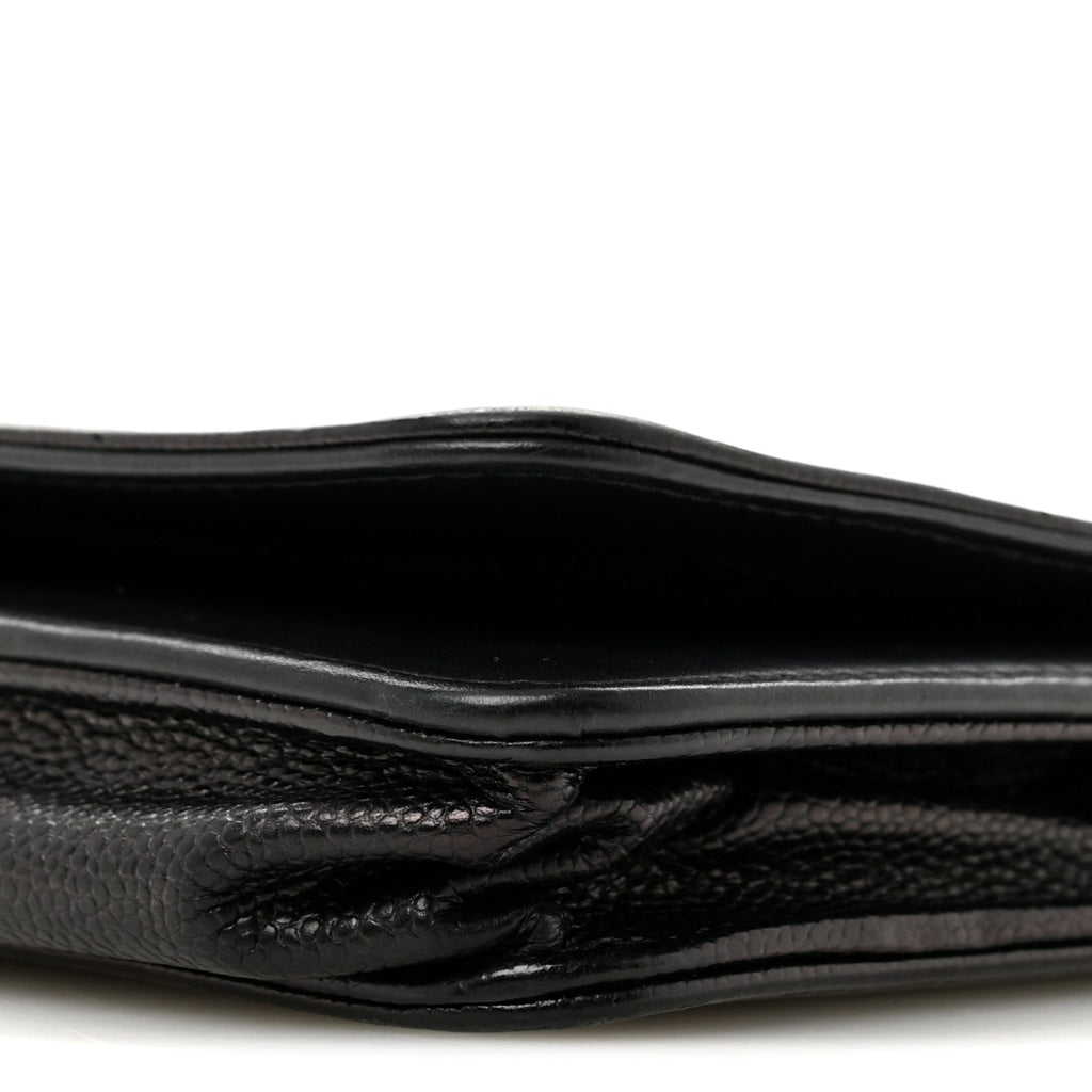 Caviar Chevron Quilted Boy Wallet On Chain WOC Black