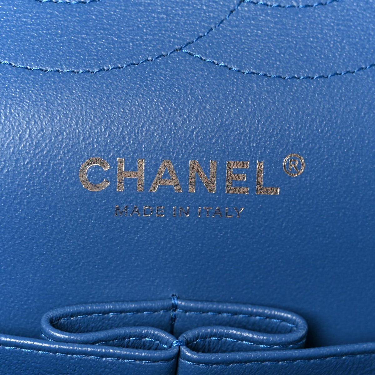 Caviar Chevron Quilted Jumbo Double Flap Blue