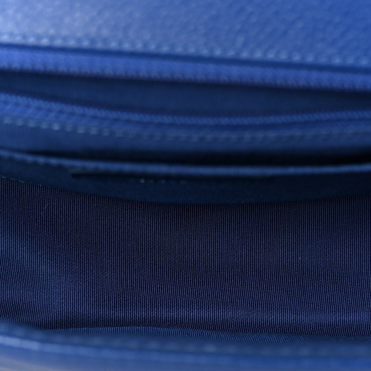Caviar Chevron Quilted Single Flap Blue