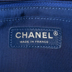 Caviar Chevron Quilted Single Flap Blue