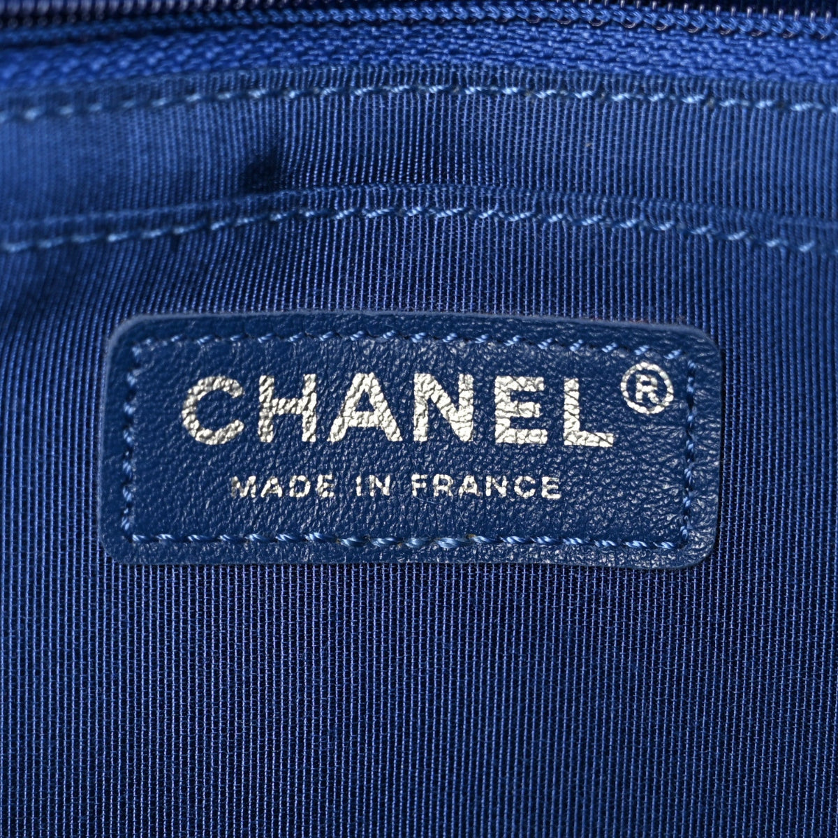 Caviar Chevron Quilted Single Flap Blue