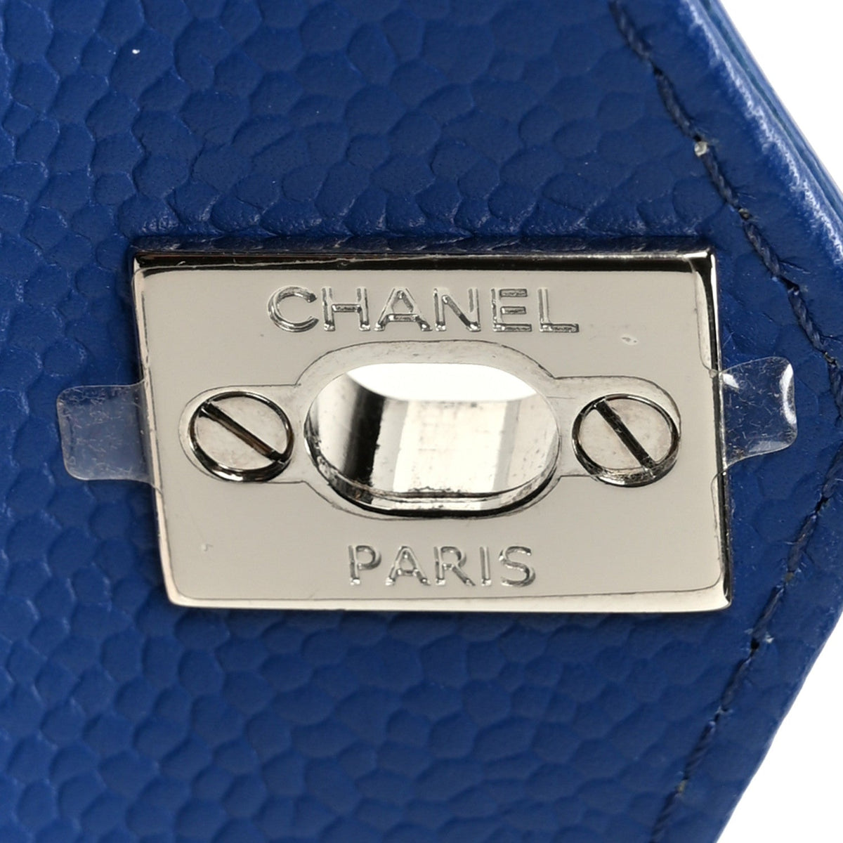 Caviar Chevron Quilted Single Flap Blue