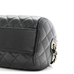 Caviar Quilted Barrel Clutch With Chain Black