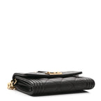 Caviar Quilted Boy Card Holder On Chain Black