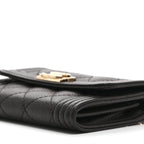 Caviar Quilted Boy Card Holder On Chain Black