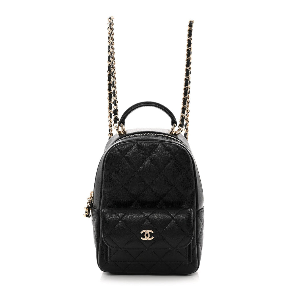 Caviar Quilted CC Mini Classic Backpack Black