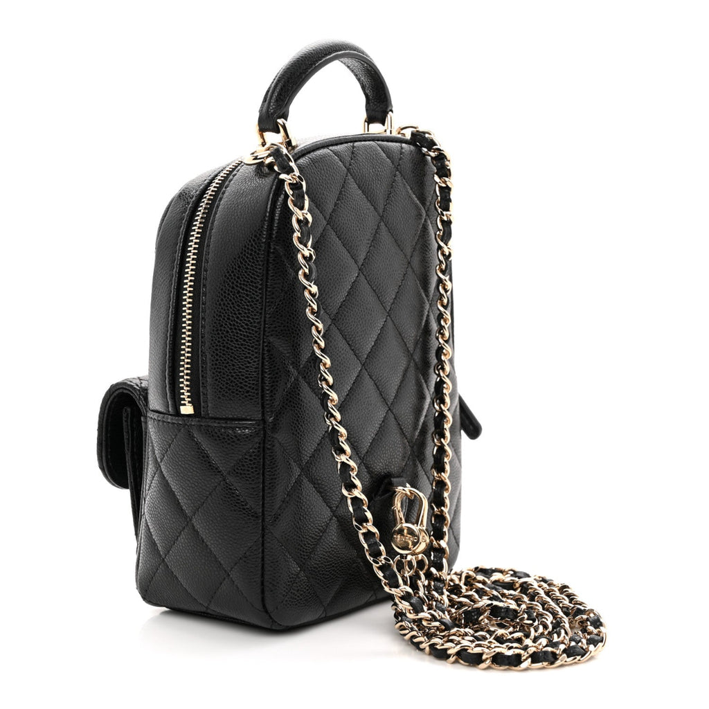 Caviar Quilted CC Mini Classic Backpack Black