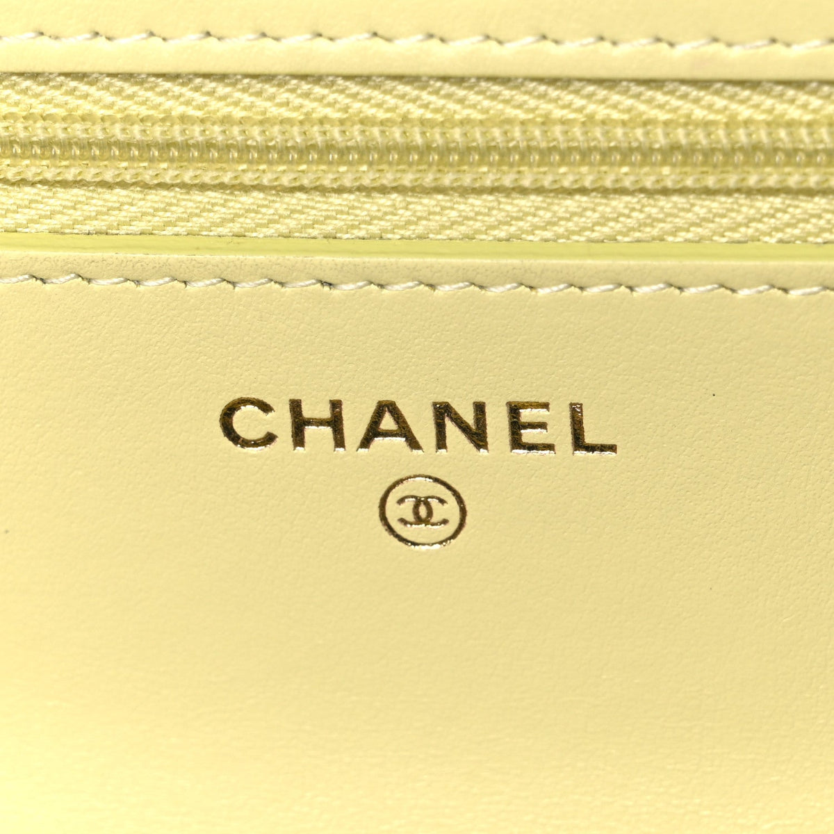 Caviar Quilted CC Turn Lock Wallet On Chain WOC Light Yellow