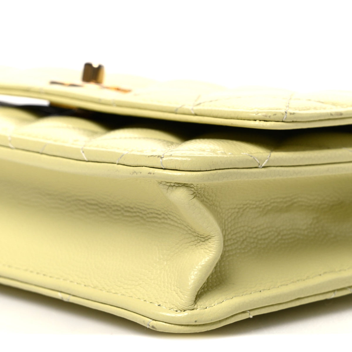 Caviar Quilted CC Turn Lock Wallet On Chain WOC Light Yellow