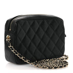 Caviar Quilted Chain Camera Bag Black