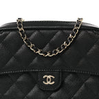 Caviar Quilted Chain Camera Bag Black