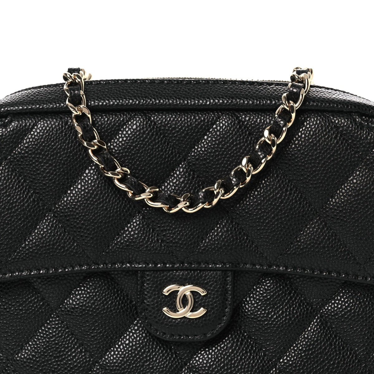 Caviar Quilted Chain Camera Bag Black