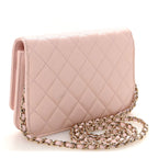Caviar Quilted Crystal CC Wallet On Chain WOC Light Pink