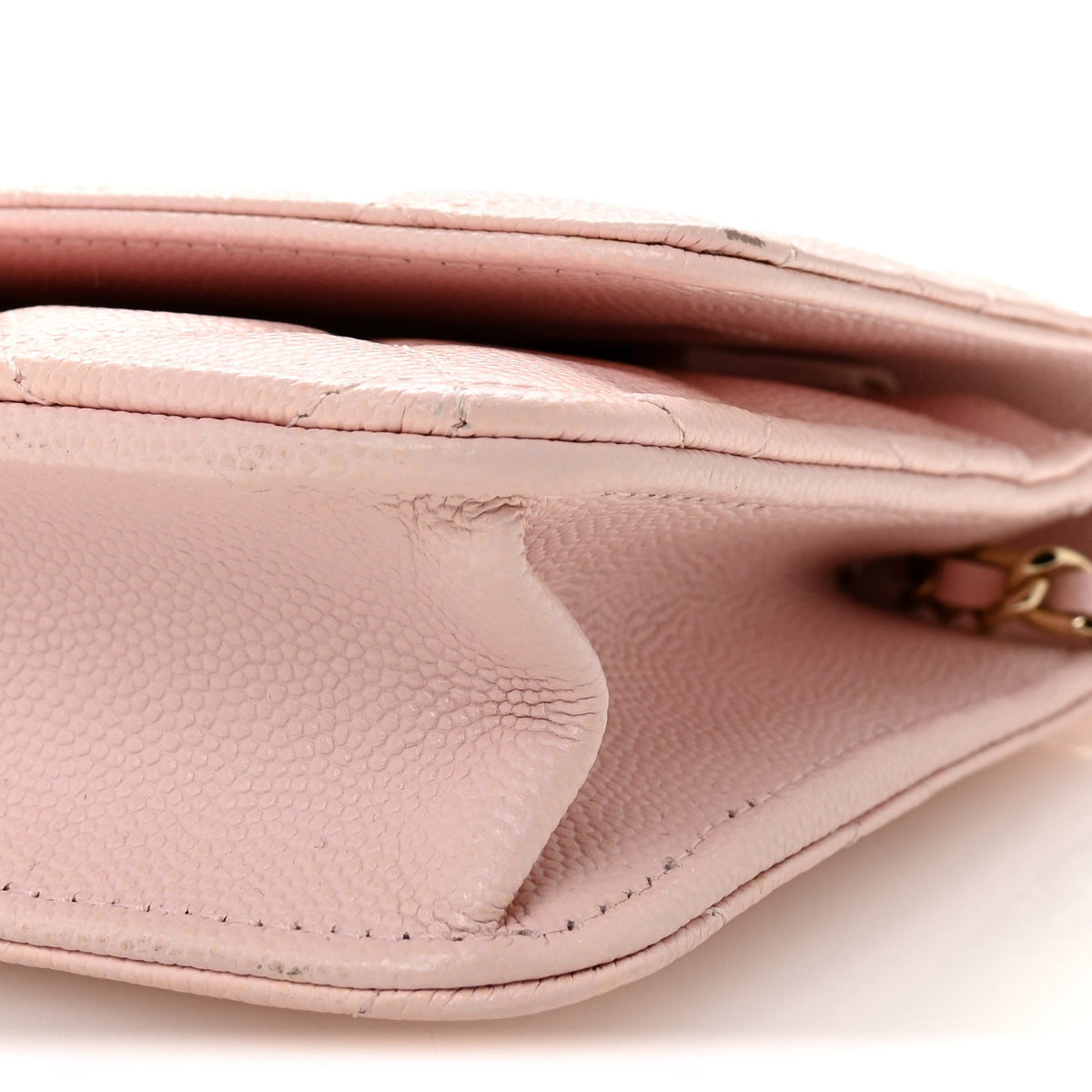 Caviar Quilted Crystal CC Wallet On Chain WOC Light Pink