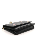 Caviar Quilted Enamel Coco Casino Wallet On Chain WOC Black