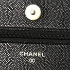 Caviar Quilted Enamel Coco Casino Wallet On Chain WOC Black
