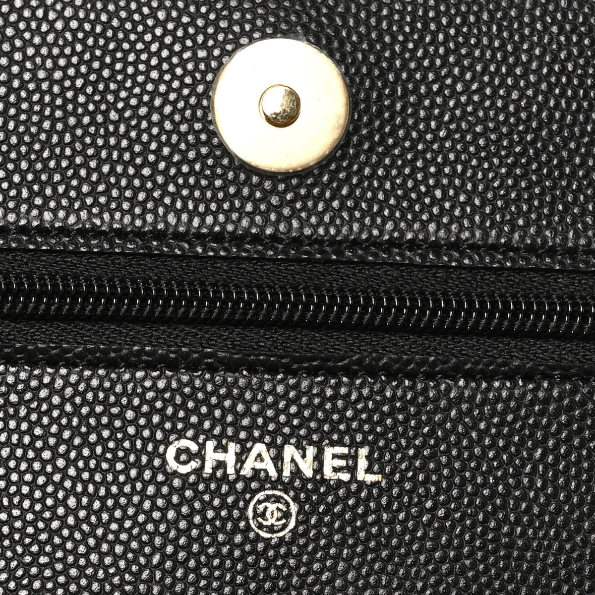 Caviar Quilted Enamel Coco Casino Wallet On Chain WOC Black