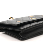Caviar Quilted Enamel Coco Casino Wallet On Chain WOC Black