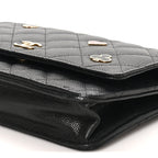 Caviar Quilted Enamel Coco Casino Wallet On Chain WOC Black