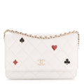 Caviar Quilted Enamel Coco Casino Wallet On Chain WOC White