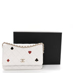 Caviar Quilted Enamel Coco Casino Wallet On Chain WOC White