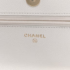 Caviar Quilted Enamel Coco Casino Wallet On Chain WOC White